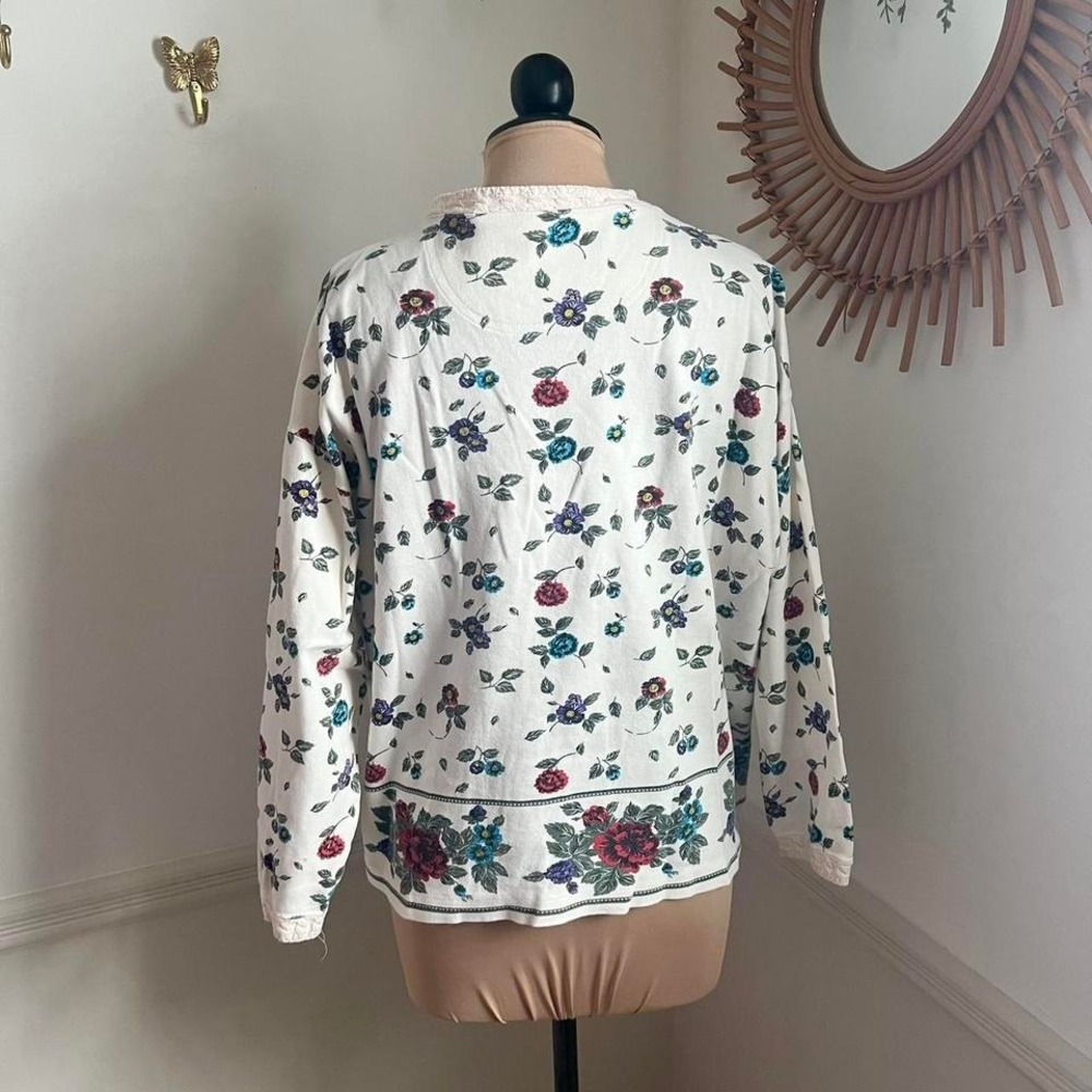 Vintage 90s Chaus Floral Rose Cardigan - Picture 4 of 6